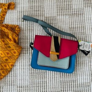 New Soruka handmade recycled leather crossbody adjustable strap clutch bag
